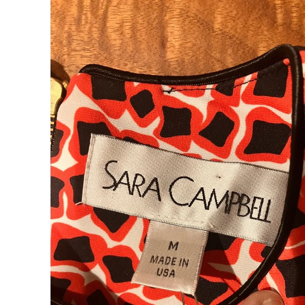Sara Campbell Boston Red Black Geometric Print Shift Dress SC114-142 Mens Medium